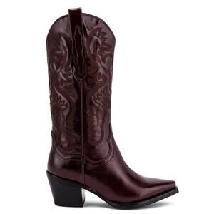 Jeffrey Campbell Dagget Heeled Western Cowboy Boots Leather Pointed Toe 6